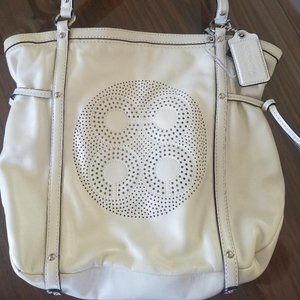 NWT - Coach Silver & White Tote bag w/ long strap